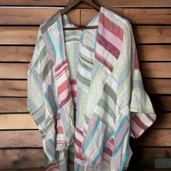 NWOT Free People 100% Linen Sail Away Kimono One Size - Picture 4 of 13